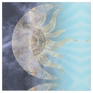 Tela Dorado Moon Sun Mandala Diseño Celeste