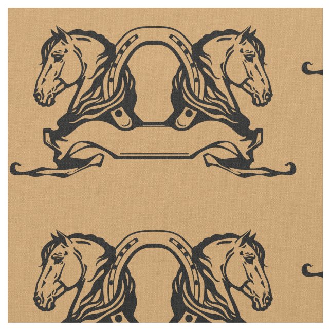 Tela dos cabezas de caballos y herradura (De cerca)