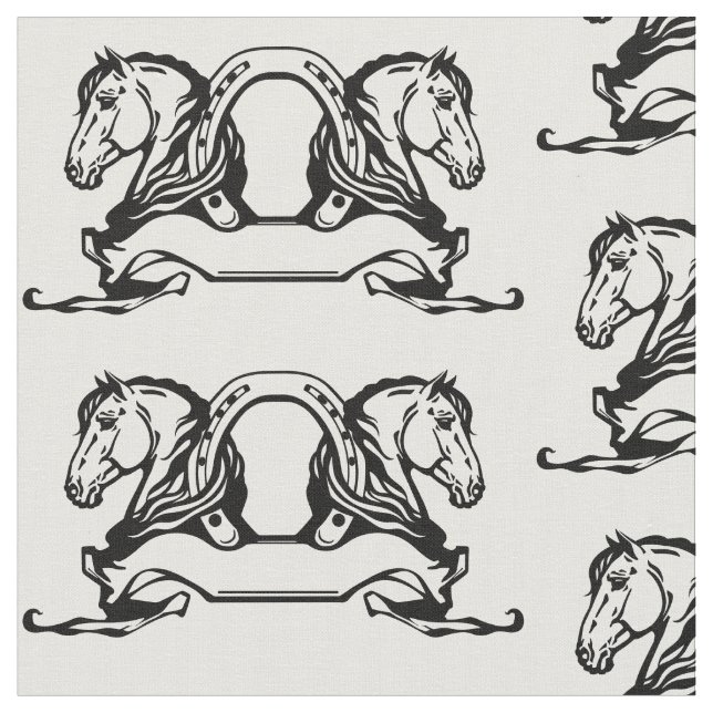 Tela dos cabezas de caballos y herradura (De cerca)