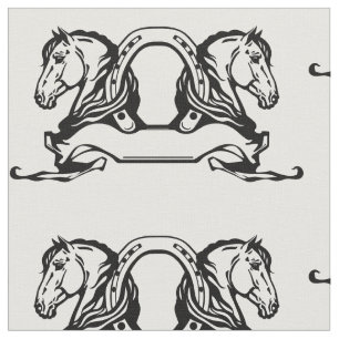 Tela dos cabezas de caballos y herradura