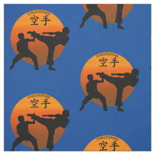 Tela Dos combatientes del karate con el sol naciente