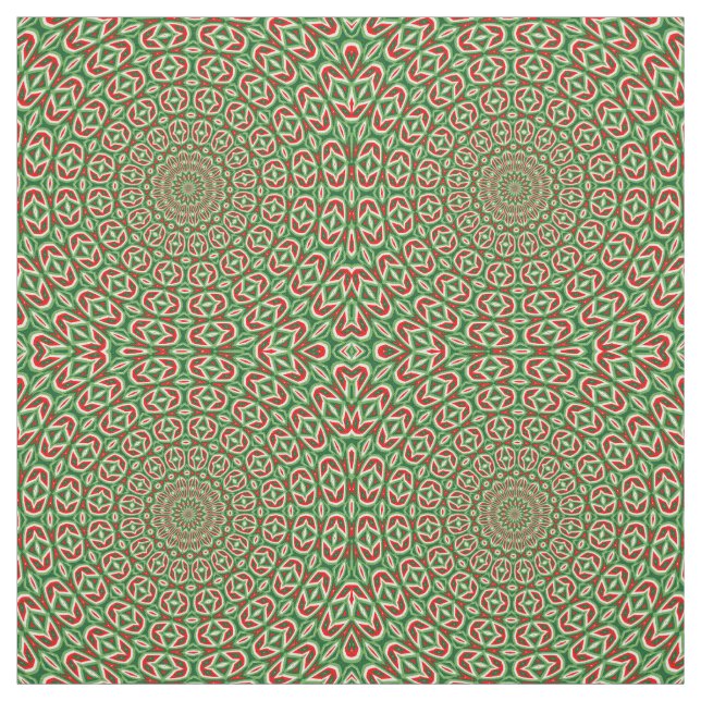 Tela Dos Navidades Tonos Verde Y Rojo Y Blanco Mandala (Retal)