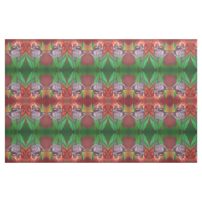 Tela Dos tulipanes contra fondo rojo ("Cuarto gordo" (fat quarter))