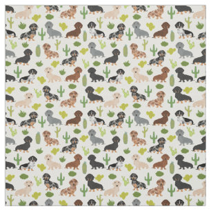 Tela Doxie Cactus Fabric - regalo adorable dachshunds
