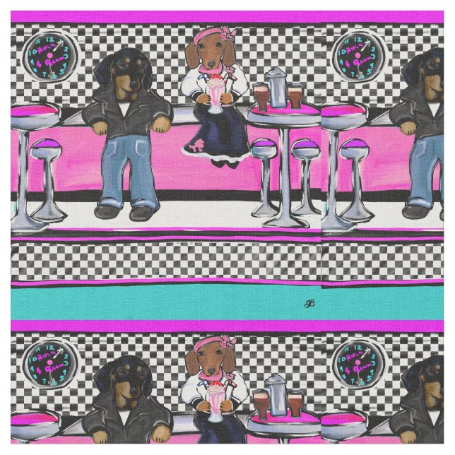 Tela Doxie Rock and Roll (De cerca)