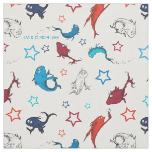 Tela Dr. Seuss Un pez dos peces patrón de estrella