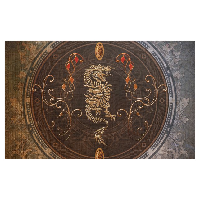 Tela Dragón chino de oro (Yarda)