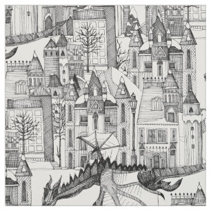 Tela Dragon Kingdom blanco del invierno