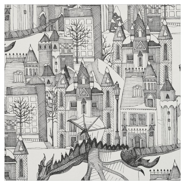 Tela Dragon Kingdom blanco del invierno (Retal)