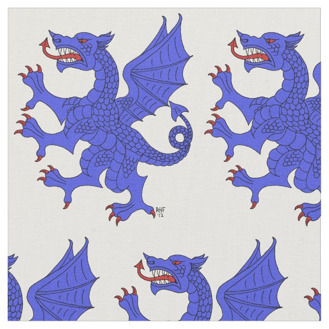 Tela Dragon Rampant Azure (De cerca)