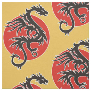 Tela Dragón Sol - negro rojo blanco + tus ideas
