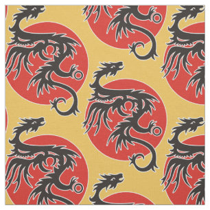 Tela Dragon Sun - blanco rojo negro + tus ideas