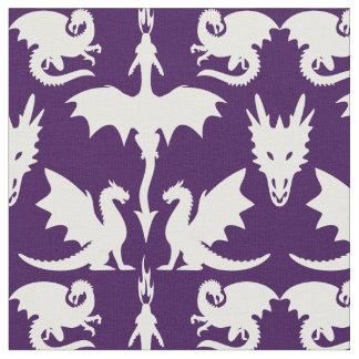 Tela Dragones blancos en la bruja malva morada Cheeky® 