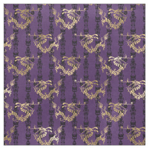 Tela Dragones de oro en morado