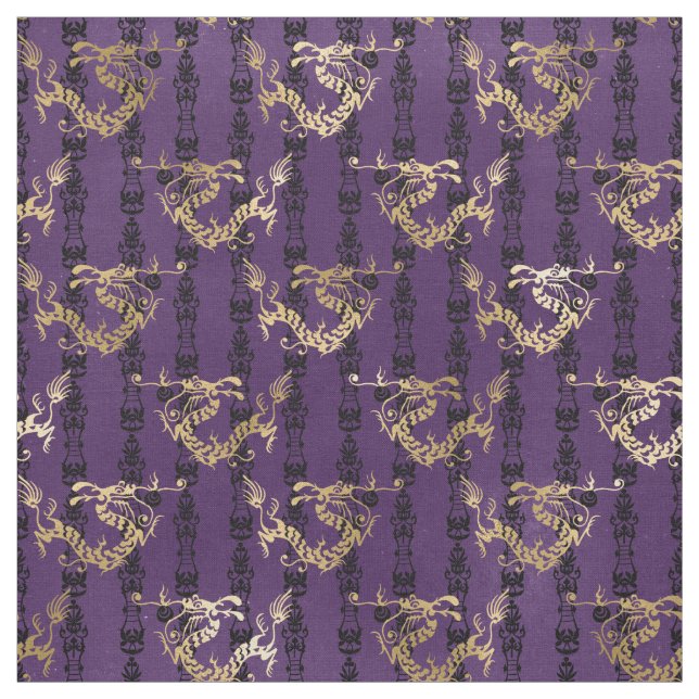 Tela Dragones de oro en morado (Retal)