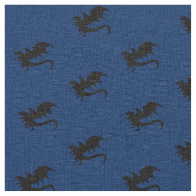 Tela Dragones DND Silhouettes Azul (De cerca)