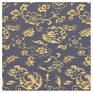 Tela Dragones japoneses, pájaros y flores