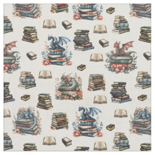 Tela Dragones Mágicos & Libros sobre Beige