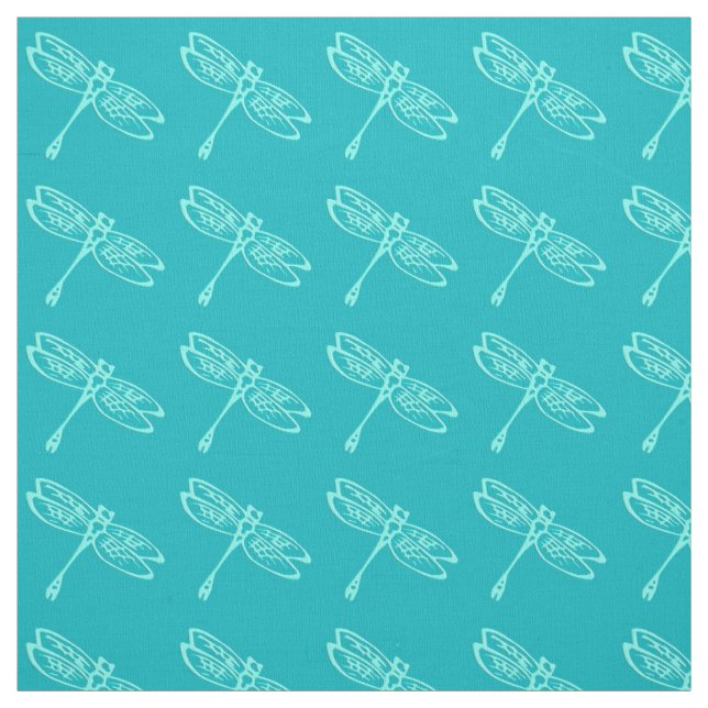 Tela Dragonflies, agua pálida sobre turquesa (Retal)