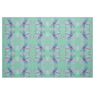 Tela Dragonflies and Floral (azul)