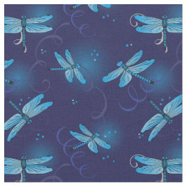 Tela Dragonflies and Swirls Pattern in Midnight Blue