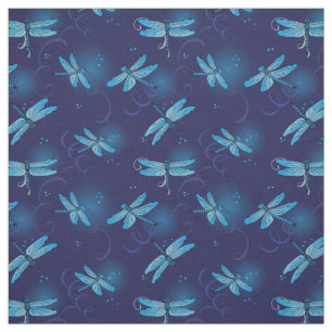 Tela Dragonflies and Swirls Pattern in Midnight Blue