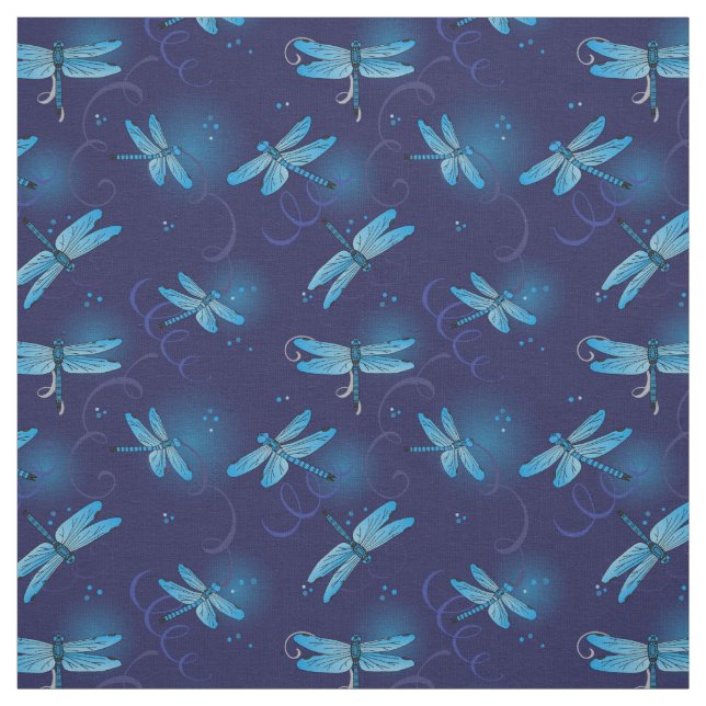 Tela Dragonflies and Swirls Pattern in Midnight Blue (Retal)