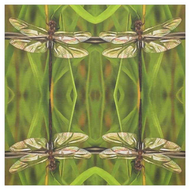 Tela Dragonfly Artificial En Marrón Y Amarillo En Verde (Retal)