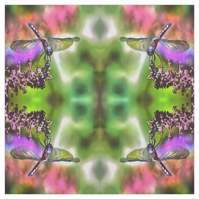 Tela Dragonfly en pintura realista verde y azul (Retal)