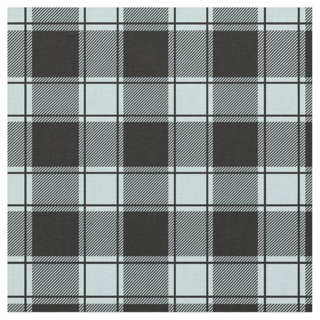 Tela Duck Egg Blue & Black Buffalo Plaid (De cerca)