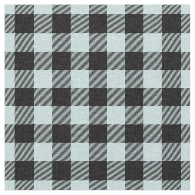 Tela Duck Egg Blue & Black Plaid Gingham (De cerca)