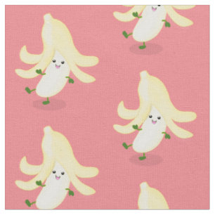 Tela Dulce ilustración de banana morada kawaii de dibuj
