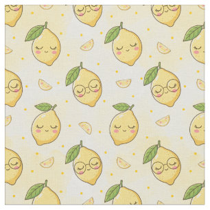 Tela Dulce patrón de frutas kawaii de verano, acuarela