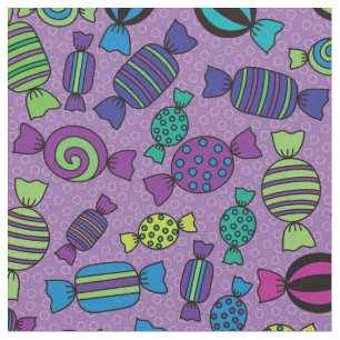 Tela Dulces de Halloween con patrón morado