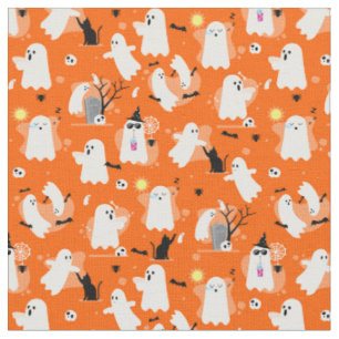 Tela dulces fantasmas de Halloween gato negro naranja