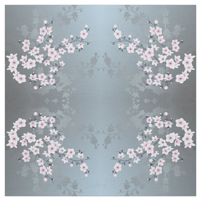 Tela Dusky Pink Dusty Blue Cherry Blossom Pattern (Retal)