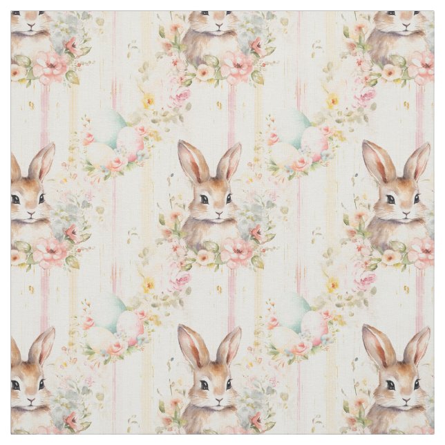 Tela Easter Bunny Seamless Fabric – Pastel Cute Rabbit  (Retal)