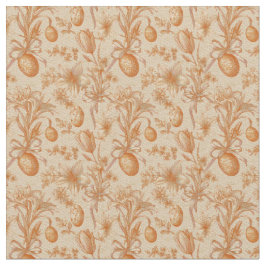 Tela Easter Toile de Jouy Eggs and Tulips Pattern