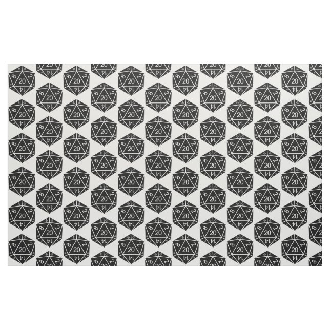 Tela Ebony D20 Dice Fabric (Yarda)