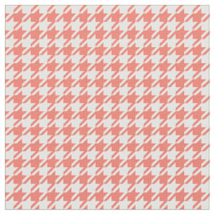 Tela Eco del melocotón y Houndstooth blanco