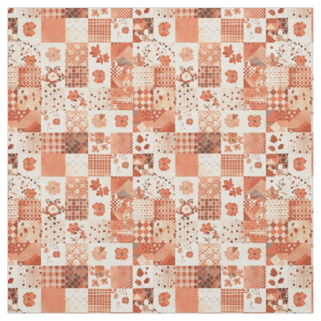 Tela Edredón de otoño de patchwork de terracota cálida (Retal)