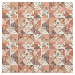 Tela Edredón de otoño de patchwork de terracota cálida