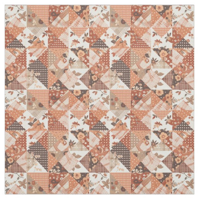 Tela Edredón de otoño de patchwork de terracota cálida (Retal)