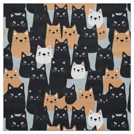 Tela Ejército de gatos negros y naranjas de Halloween