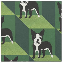 El aburrido Boston Terrier sobre los cubos verdes