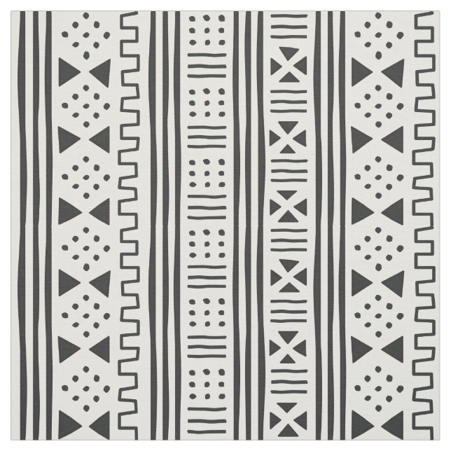 Tela El africano blanco MudCloth del negro el | inspiró (Retal)