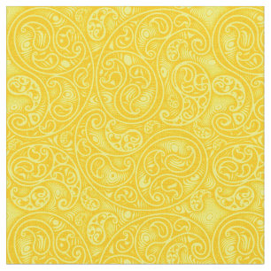 Tela El amarillo brillante Paisley Boteh nadando y espi