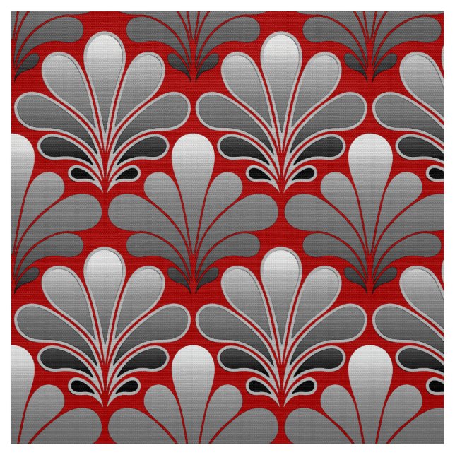 Tela El art déco Shell modela, los gris plateados/gris (Retal)