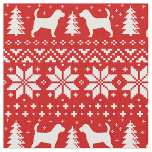 Tela El beagle siluetea rojo del modelo del navidad