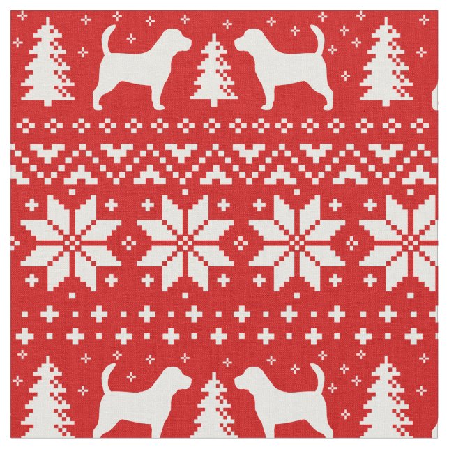 Tela El beagle siluetea rojo del modelo del navidad (De cerca)